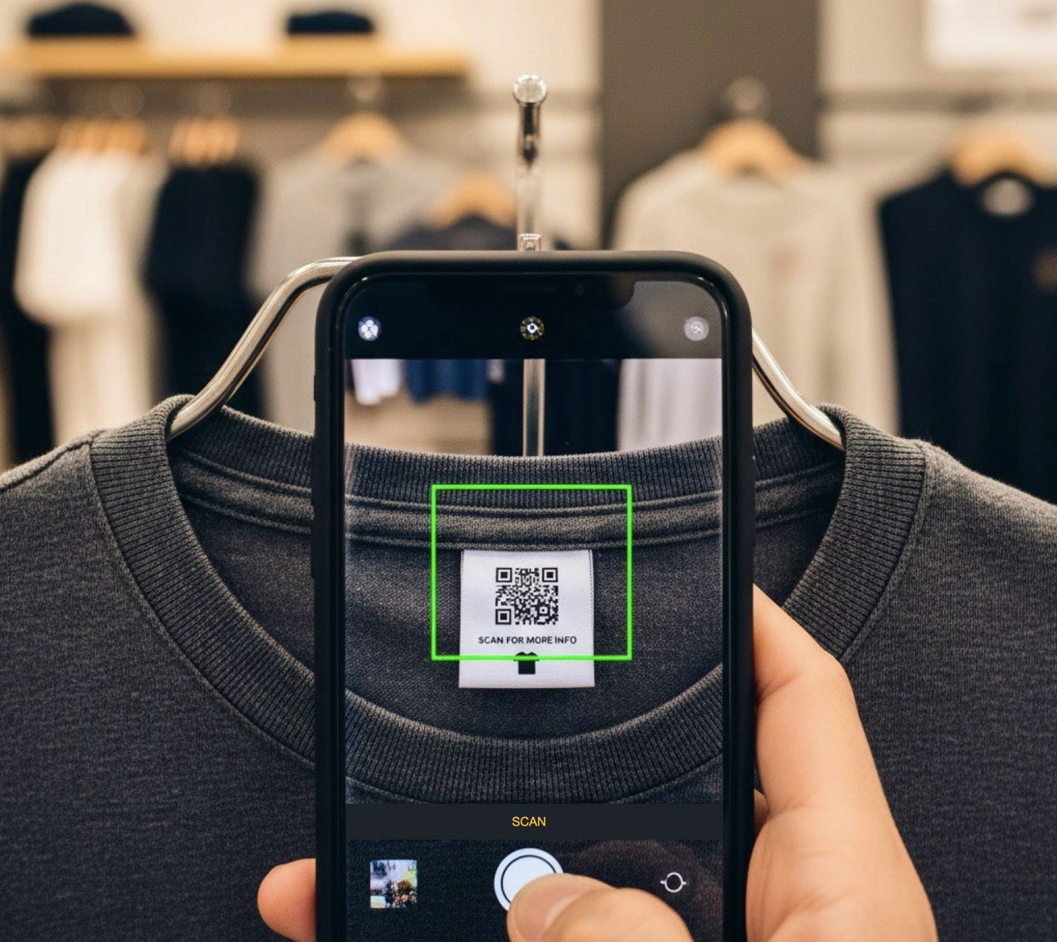 Scanning QR code on clothing label
